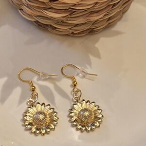 Gold Sunflower Earrings